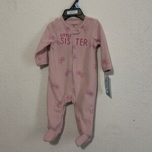 Carter's Pink Floral "Little Sister" Footed One-Piece